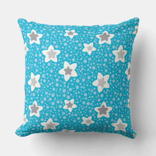 Himmlisches blaues Polka-Punkt-Retro mit Sternen Kissen