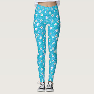 Himmlisches blaues Polka-Punkt-Retro mit Sternen Leggings