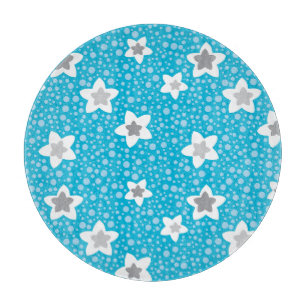 Himmlisches blaues Polka-Punkt-Retro mit Sternen Schneidebrett
