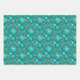 Himmlisches Blaues Traumflugmuster Geschenkpapier Set