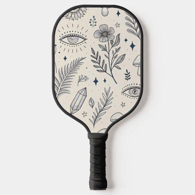 Himmlisches botanisches Muster (4) Pickleball Schläger (Vorderseite)