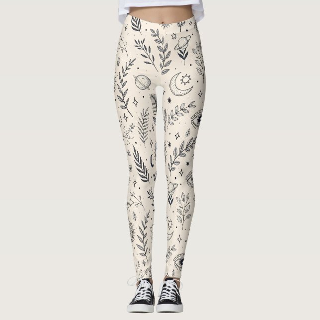 Himmlisches botanisches Muster (5) Leggings (Vorderseite)