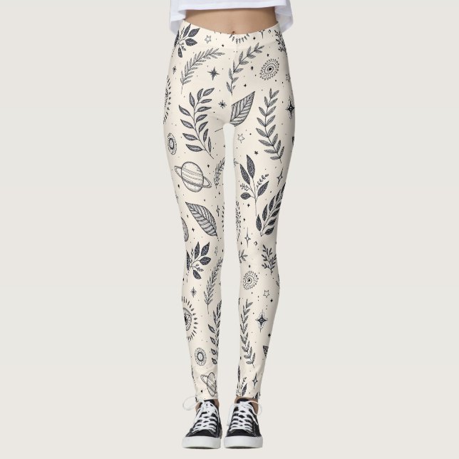 Himmlisches botanisches Muster (6) Leggings (Vorderseite)