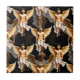 Himmlisches Design mit goldenem Engel-Muster Fliese