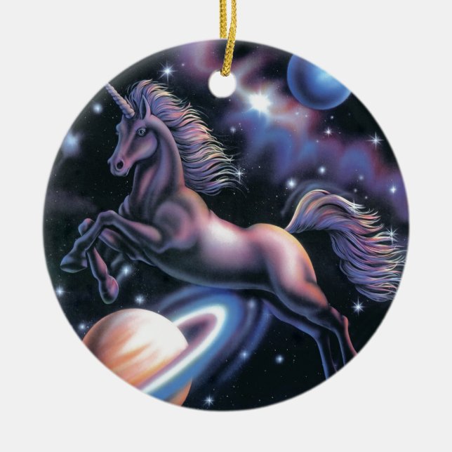Himmlisches Einhorn Keramik Ornament (Vorne)