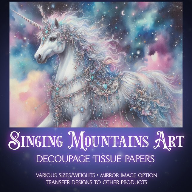 Himmlisches Einhorn Märchen Dekoratives Decoupage- Seidenpapier (Von Creator hochgeladen)