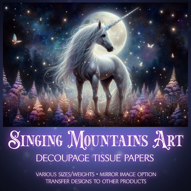 Himmlisches Fairycore-Einhorn-Glow-Decoupage  Seidenpapier (Von Creator hochgeladen)
