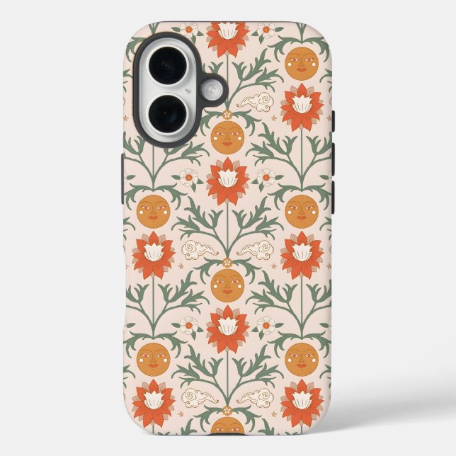 Himmlisches florales Sonnenstrahl-Musterdesign Case-Mate iPhone Hülle (Rückseite)