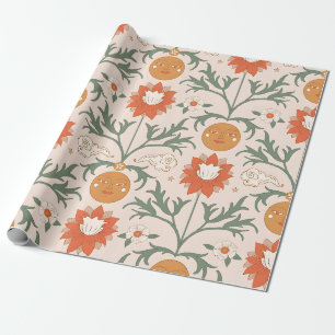 Himmlisches florales Sonnenstrahl-Musterdesign Geschenkpapier