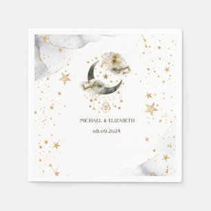 Himmlisches Gold Mond Sterne  Serviette