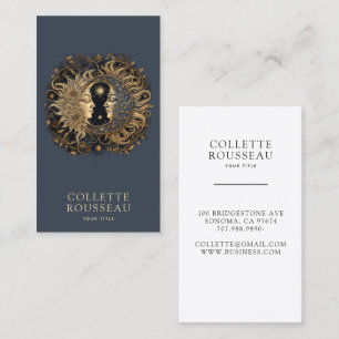 Himmlisches Gold Schwarze Sonne Mond Rauchiges Tie Visitenkarte