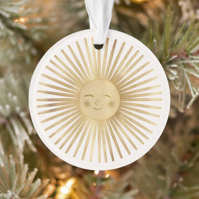 Himmlisches Gold Sonne Glücklich Sonnenschein Boho Ornament (Baum)