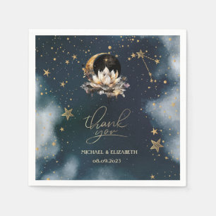 Himmlisches Gold Sonne,Mond,Sterne Lotus Nachthimm Serviette