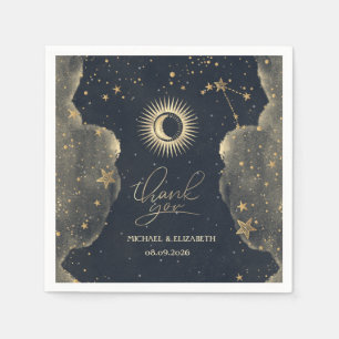 Himmlisches Gold Sonne,Mond,Wolken Sterne Nachthim Serviette