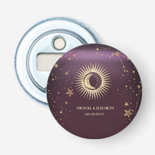 Himmlisches Gold Sonne und Mond Sterne Burgunderro Flaschenöffner