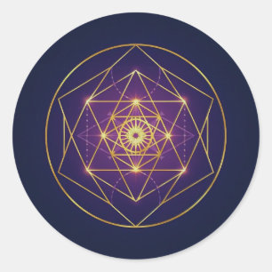Himmlisches goldenes Mandala — Balance im Unendlic Runder Aufkleber