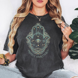 Himmlisches Hamsa-Hand-Böser-Blick-Schutz-Design T-Shirt