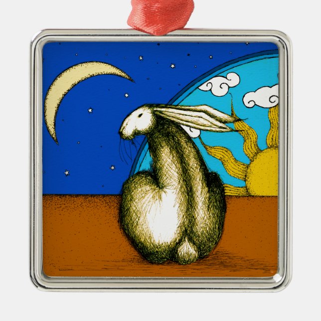 HIMMLISCHES HÄSCHEN SILBERNES ORNAMENT (Vorne)