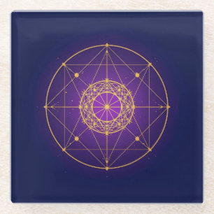 Himmlisches Heiliges Mandala – Mystische Geometrie Glasuntersetzer