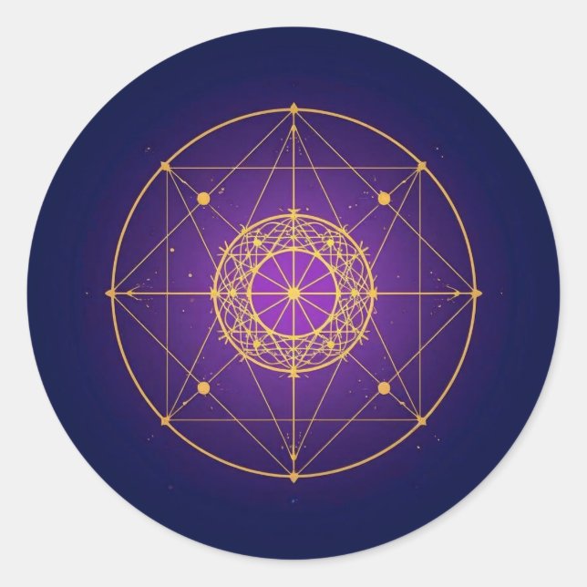 Himmlisches Heiliges Mandala – Mystische Geometrie Runder Aufkleber (Vorderseite)