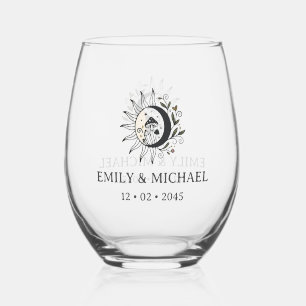 Himmlisches Hochzeitsgeschenk - Stielwein Glas