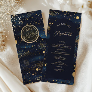 Himmlisches Hochzeitsmenü mit Gastnamen Menükarte