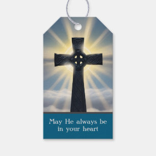 Himmlisches keltisches Kreuz Aquamarin blauer Erst Geschenkanhänger