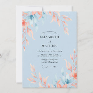 Himmlisches Korallenblatt-Hochzeit Einladung