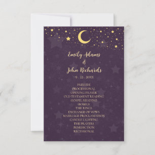 Himmlisches lila Hochzeitsprogramm Sterne und Mond