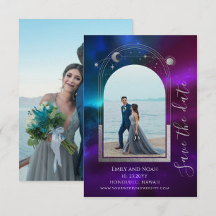 Himmlisches Lila Türkis Sonne Mond Save The Date