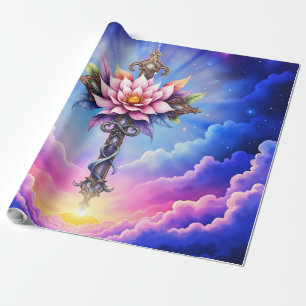 Himmlisches Lotus-Kreuz Geschenkpapier