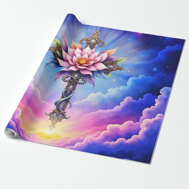 Himmlisches Lotus-Kreuz  Geschenkpapier (Ungerollt)