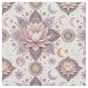 Himmlisches Lotus-Mandala Spirituelles Designmuste Stoff