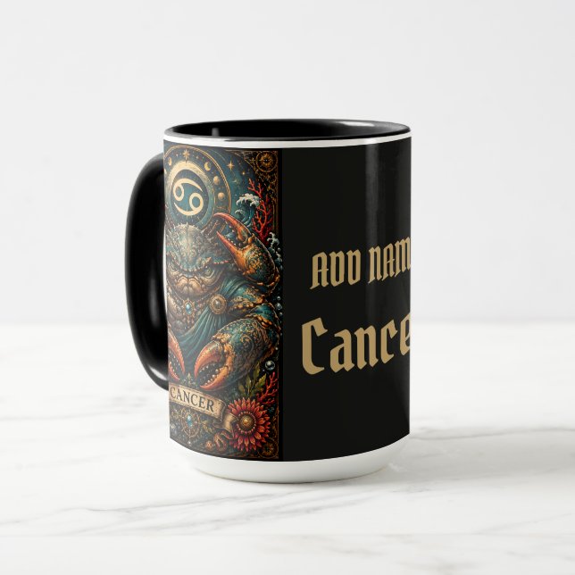 Himmlisches männliches Sternzeichen Krebs Design Tasse (Vorderseite Links)
