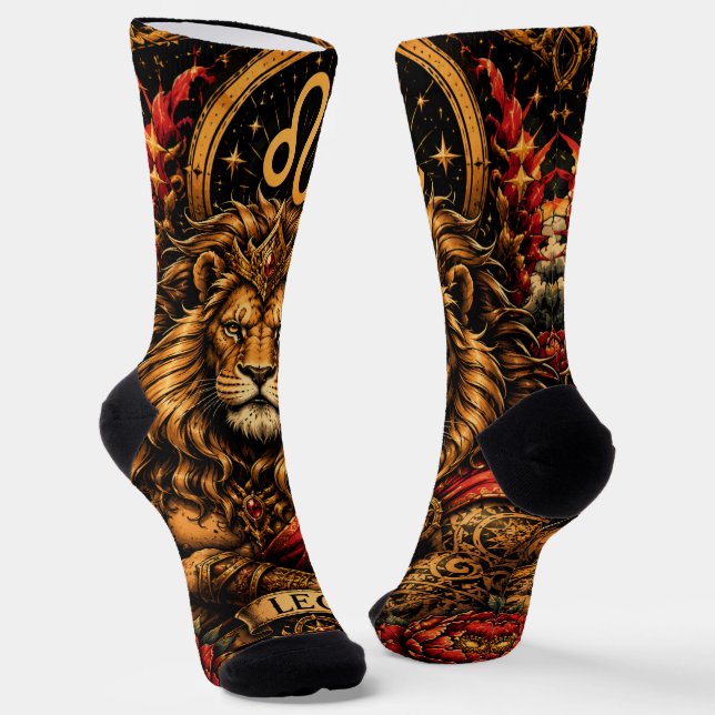 Himmlisches männliches Sternzeichen Löwe-Design Socken (Gewinkelt)