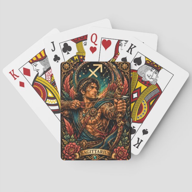 Himmlisches männliches Sternzeichen Schütze Design Spielkarten (Rückseite)