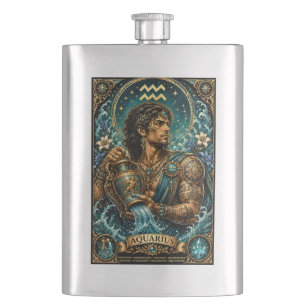Himmlisches männliches Zodiak Wassermann-Design Flachmann