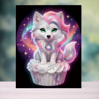 Himmlisches Poster mit Fuchsjungem als Wächter der