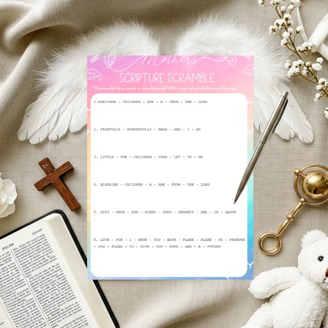 Himmlisches Regenbogen-Mutter-Scriptur-Wirrspiel Einladung (Heavenly Rainbow Mother's Scripture Scramble)