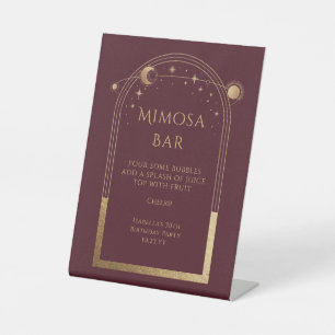 Himmlisches Rot Gold Mimosa Bar Sonne Mond Sterne Sockelschild