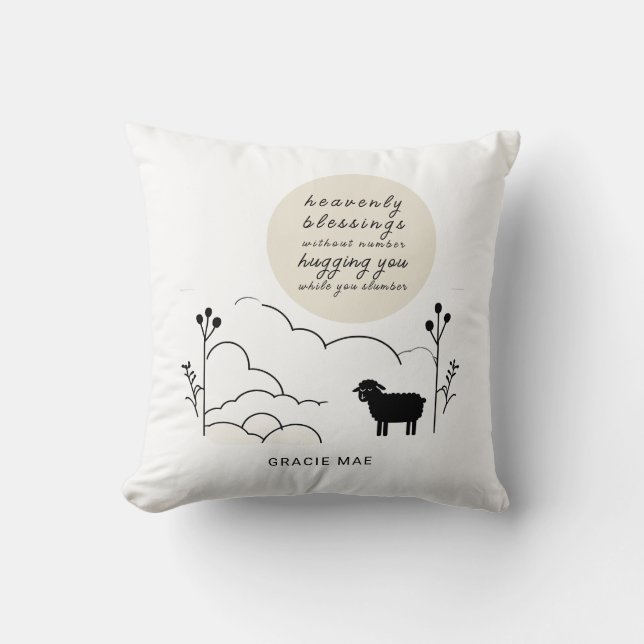 Himmlisches Segen-Gebet | Neutrale Farben | Schafe Kissen (Vorderseite)