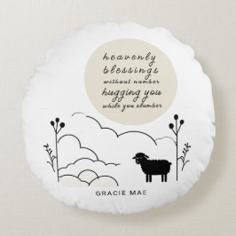 Himmlisches Segen-Gebet | Neutrale Farben | Schafe Rundes Kissen