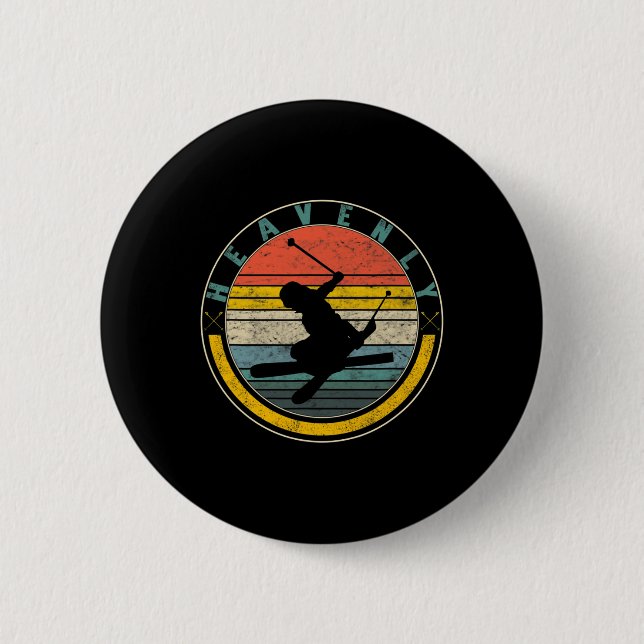 Himmlisches Skifahren Skifahren Winter C Button (Vorderseite)
