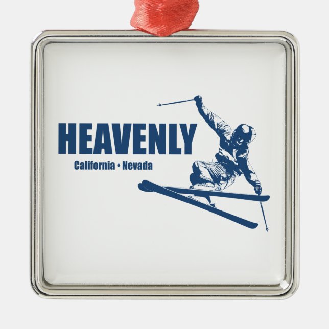 Himmlisches Skigebiet California Nevada Skier Ornament Aus Metall (Vorne)