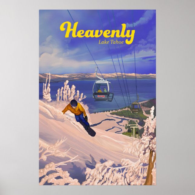 Himmlisches Snowboard-Reiseplakat Poster (Vorne)