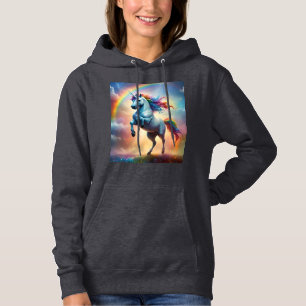 Himmlisches Spektrum: Der Regenbogen-Einhorn-Bogen Hoodie