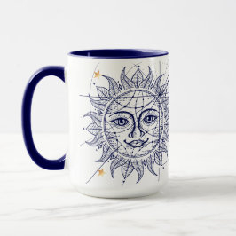Himmlisches Sun-Marine-Blau u. Goldstern-Tasse Tasse