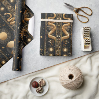 Himmlisches Tarot-Mondphasen mit goldenen Schlange Geschenkpapier