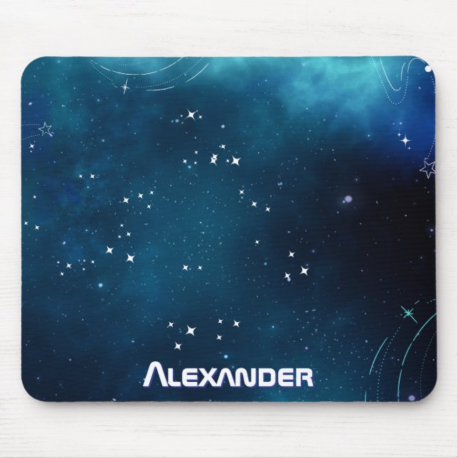 Himmlisches Tiefblau Weltraum Kosmische Galaxie Mousepad (Vorne)