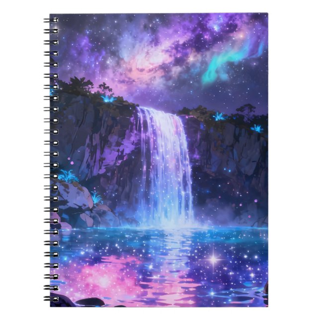 Himmlisches Wasserfall-Spiralnotizbuch Notizblock (Vorderseite)